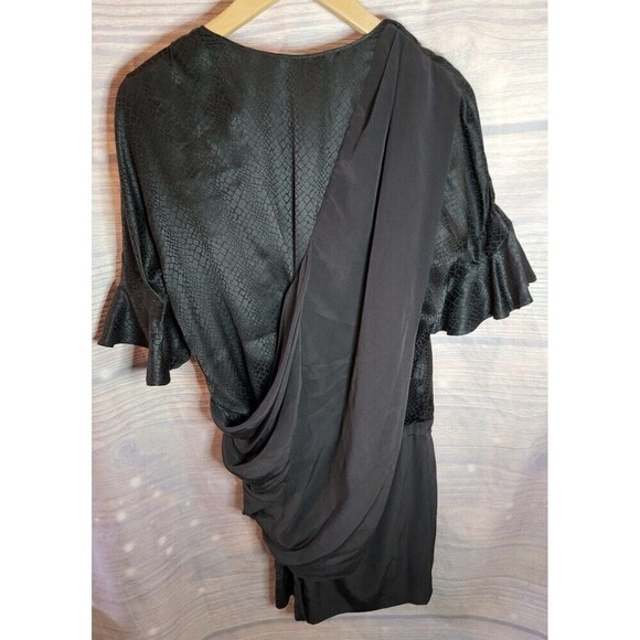 Balenciaga Black Silk Animal Scale Pattern Side Draped Dress - Picture 9 of 11